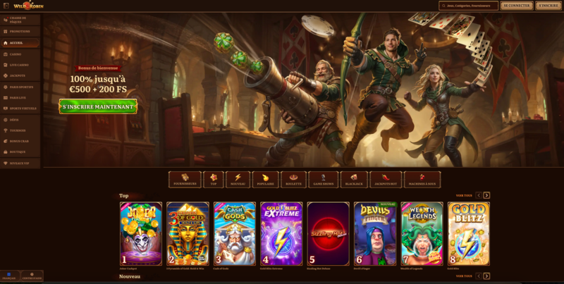 Wildrobin Casino avec les meilleurs jeux et des retraits rapides